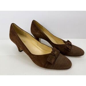 Vintage Rangoni Brown Suede Kitten Heel Pumps Made in Italy Womens Size 8 B